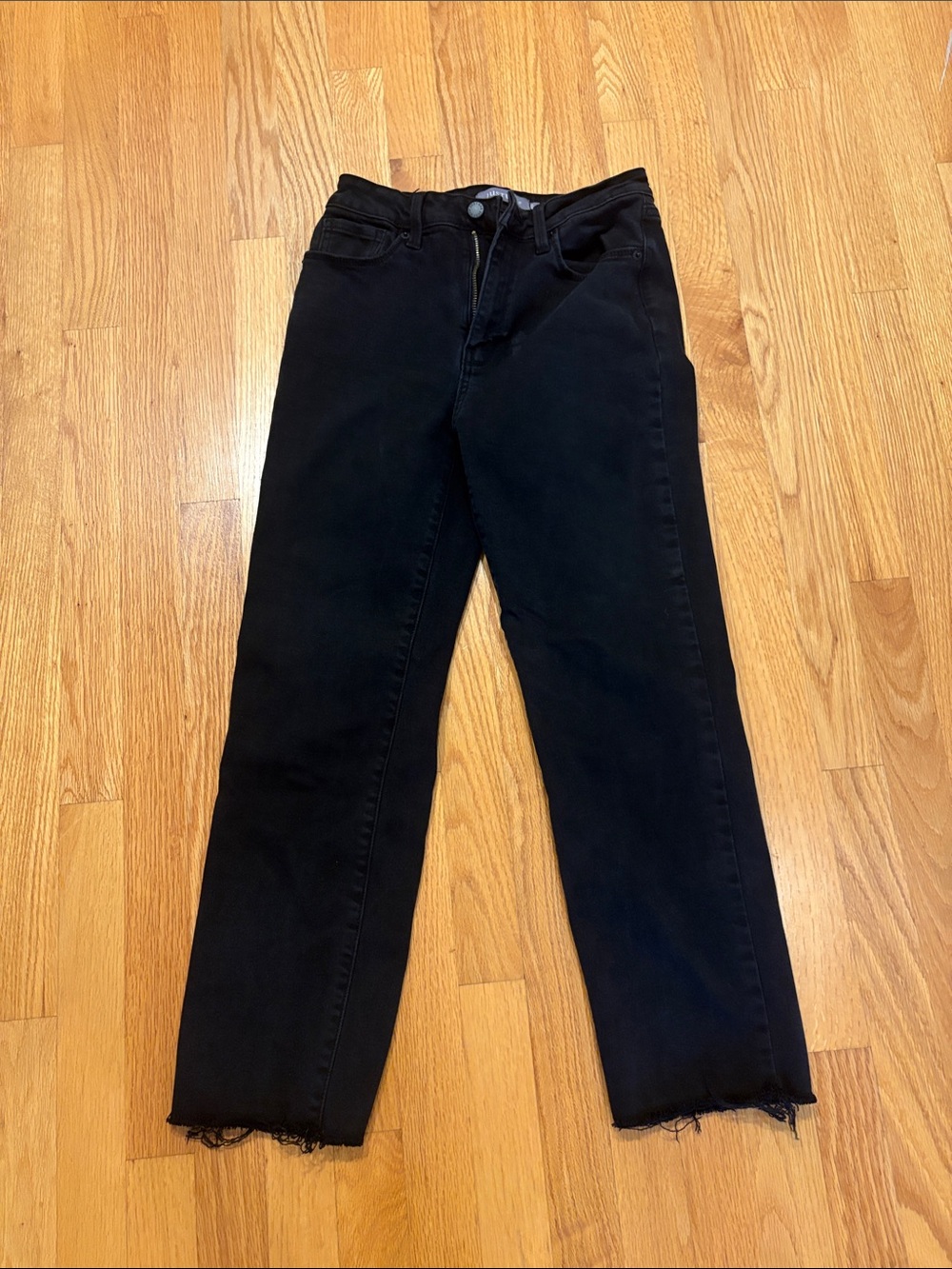Just USA straight leg black jeans with raw hem